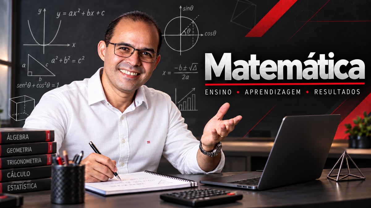 Apresentação ilustrativa de Matemática com camisa clara